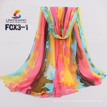 Lingshang newest design silk feel girl dress fashionable camouflage color chiffon scarf wholesale